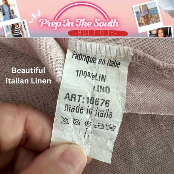 Stunning Anais & Valentin Pink Italian Linen Tunic Dress L \ Coastal - Picture 10 of 12